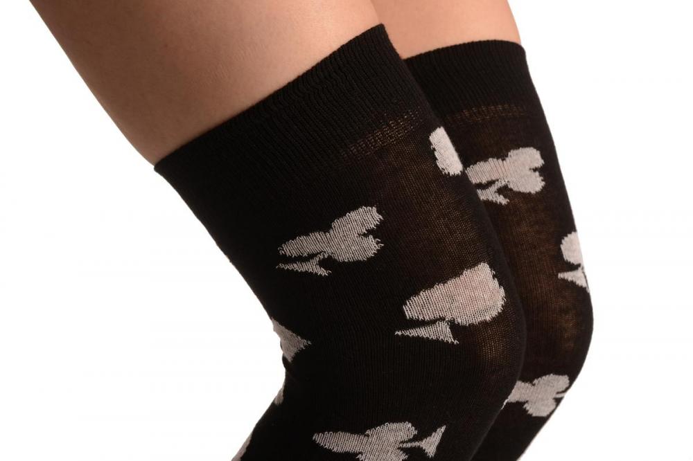 Liss Kiss Playing Suit On Black - Over The Knee Socks