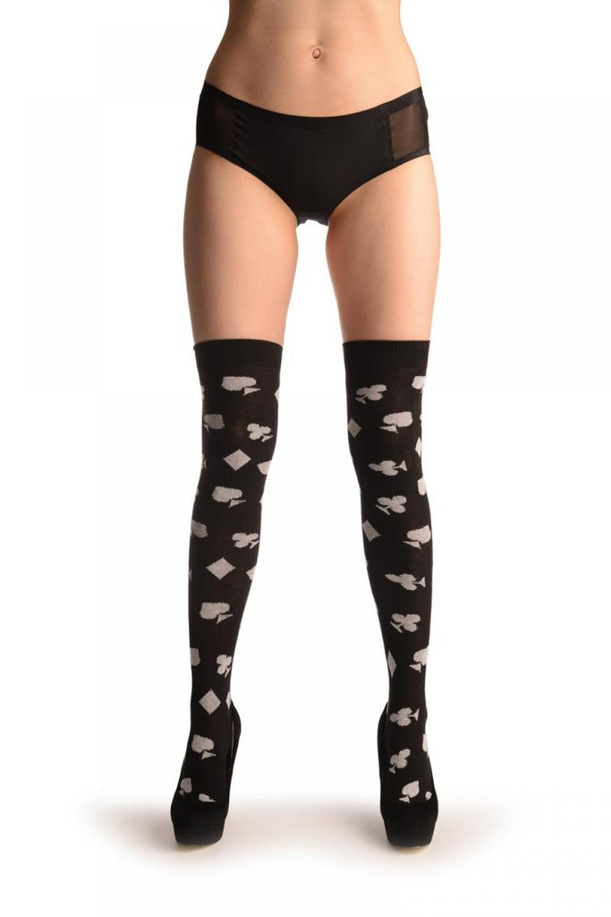 Liss Kiss Playing Suit On Black - Over The Knee Socks