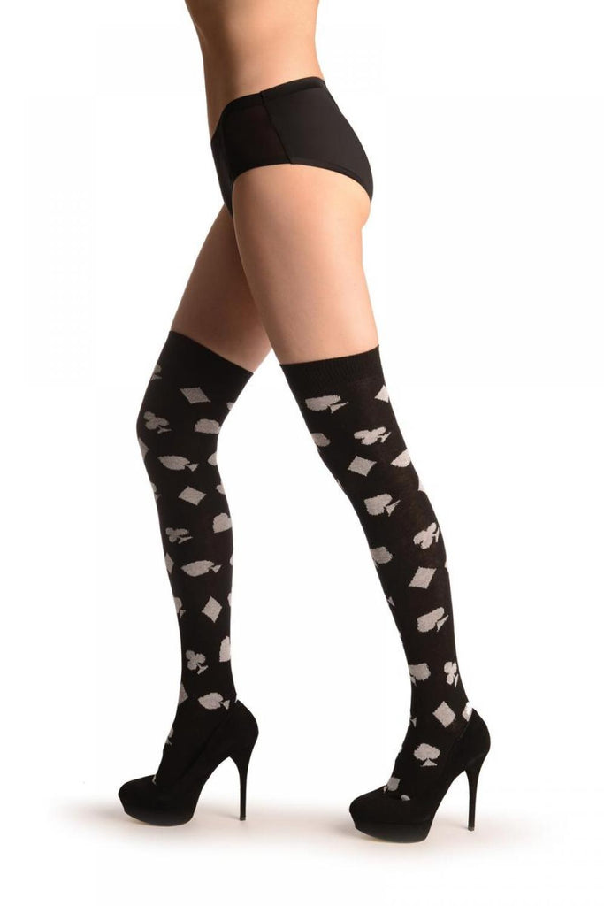 Liss Kiss Playing Suit On Black - Over The Knee Socks