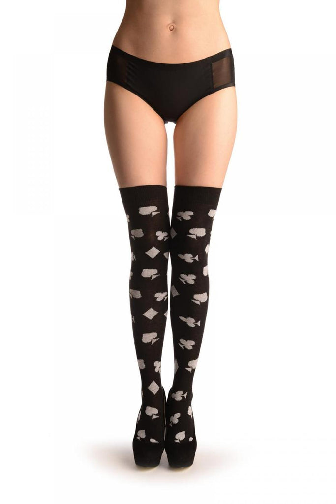 liss kiss Playing Suit On Black - Over The Knee Socks