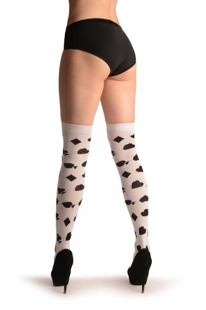 Liss Kiss Playing Suit On White - Over The Knee Socks