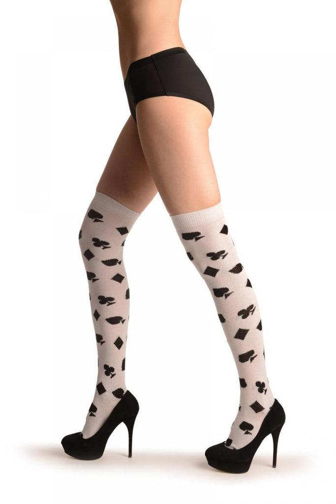Liss Kiss Playing Suit On White - Over The Knee Socks