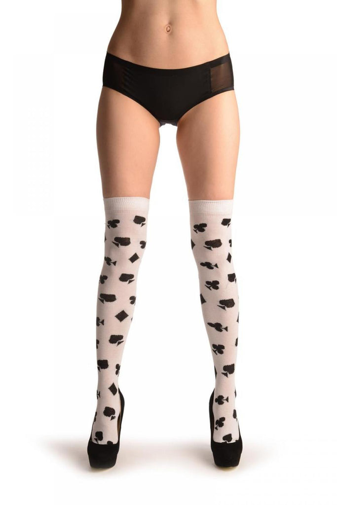 Liss Kiss Playing Suit On White - Over The Knee Socks