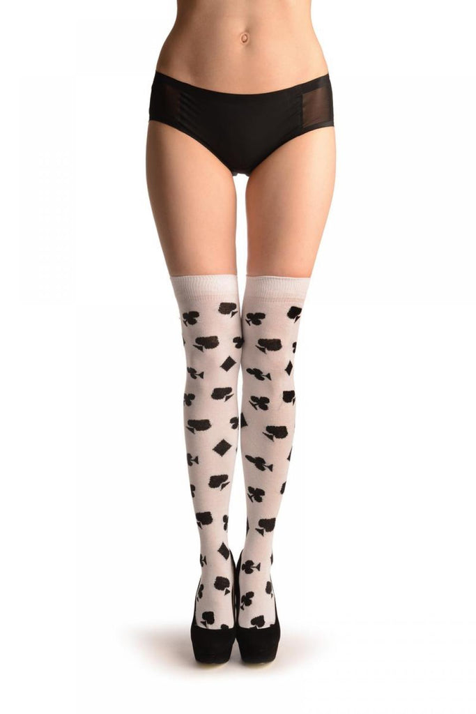 Liss Kiss Playing Suit On White - Over The Knee Socks