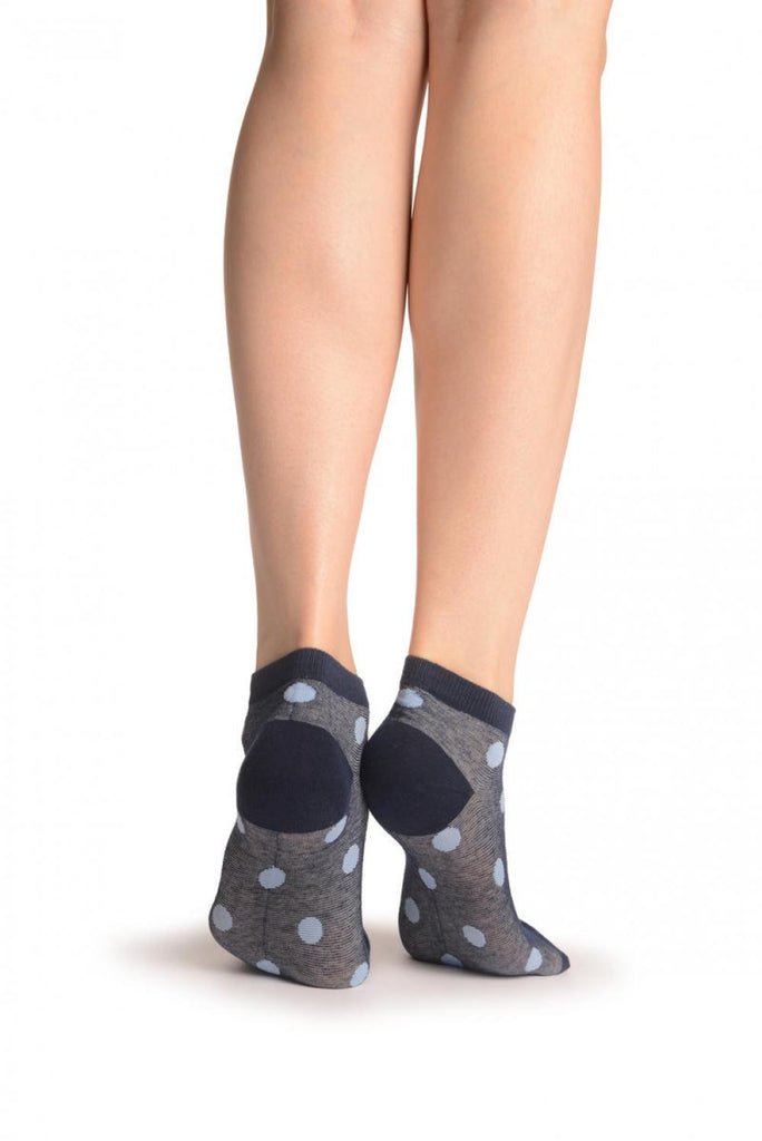 Liss Kiss Polka Dots On Blue Footsies - Footsies Socks
