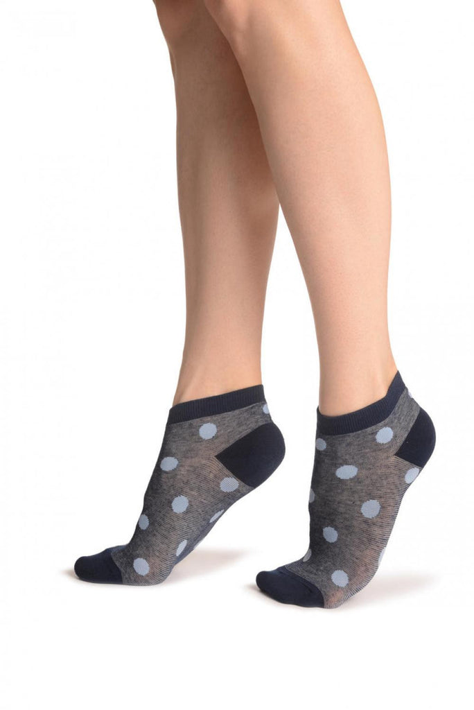 Liss Kiss Polka Dots On Blue Footsies - Footsies Socks