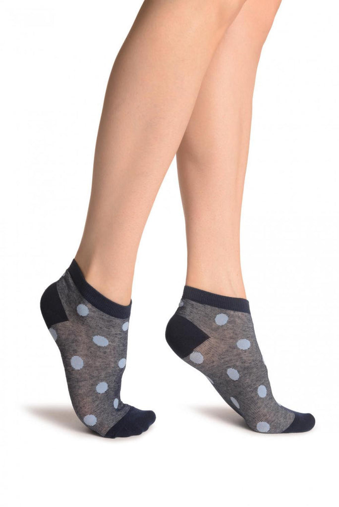 liss kiss Polka Dots On Blue Footsies - Footsies Socks