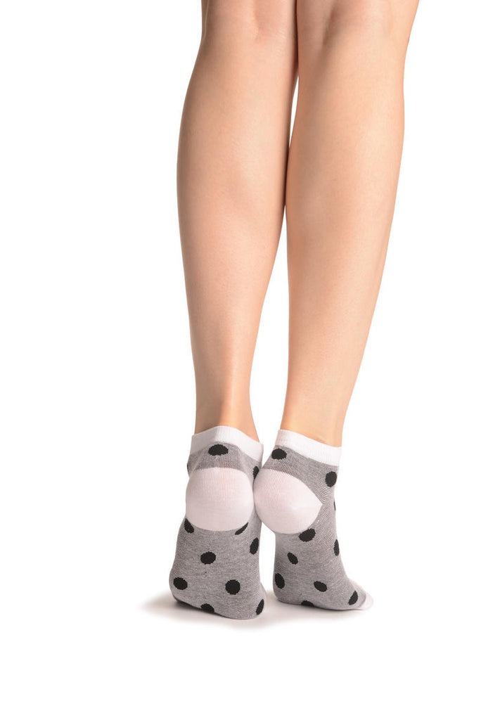 Liss Kiss Polka Dots On Grey Footsies - Footsies Socks