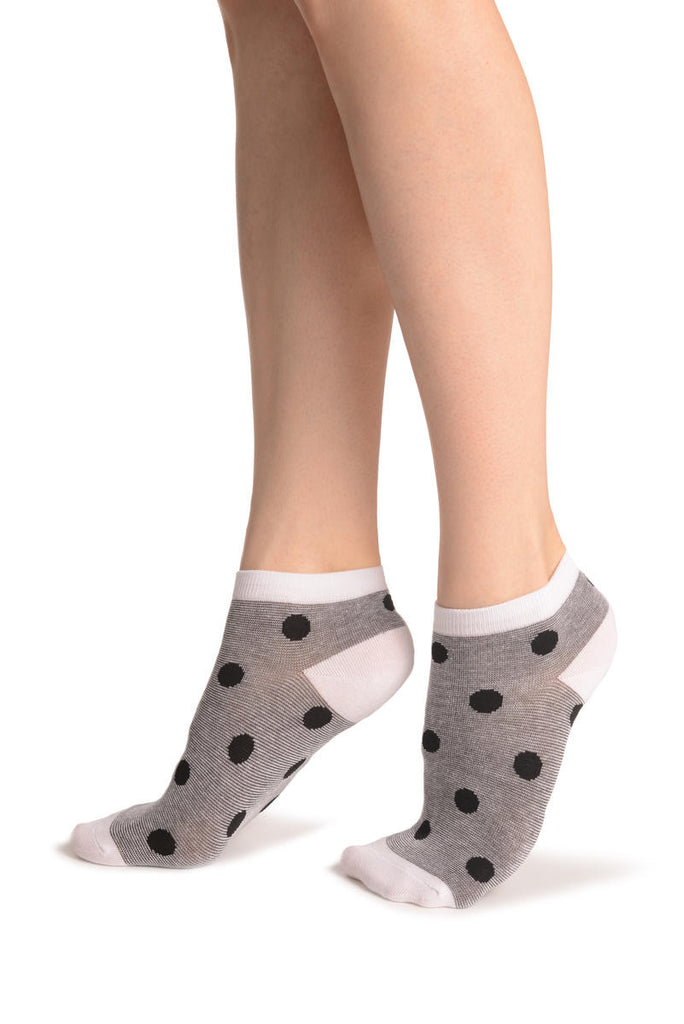 Liss Kiss Polka Dots On Grey Footsies - Footsies Socks