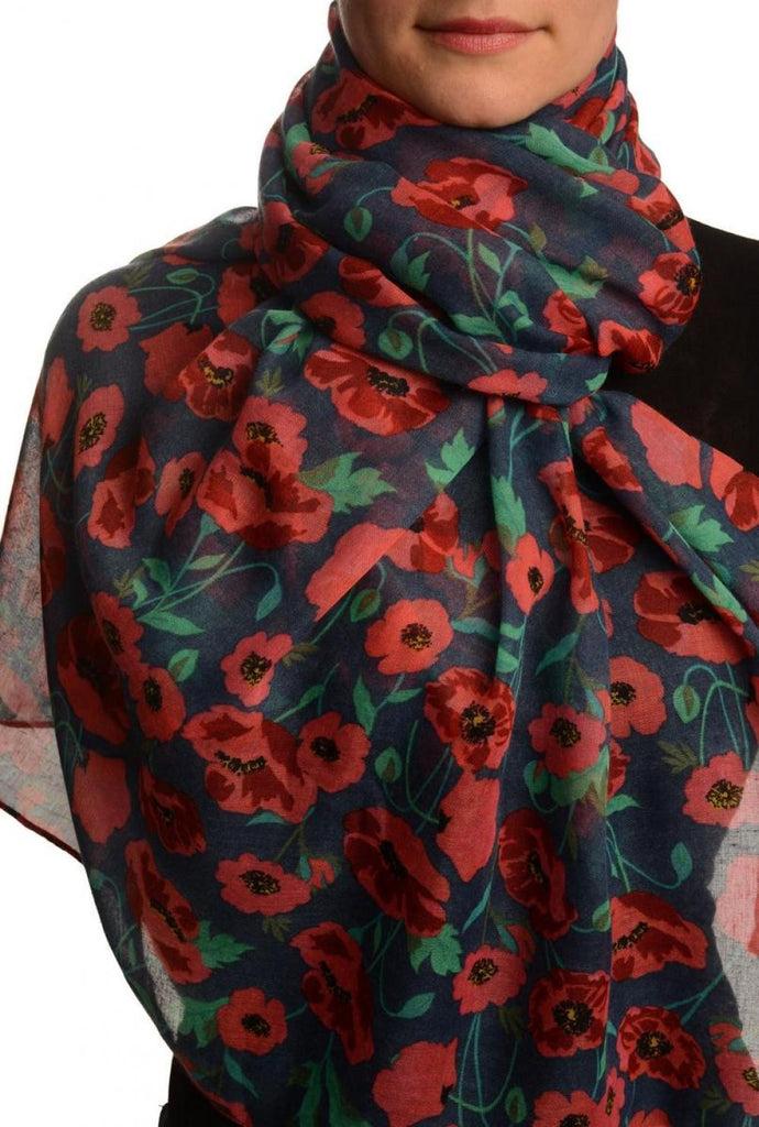 liss kiss Poppy Flowers On Blue Unisex Scarf & Beach Sarong - Scarf