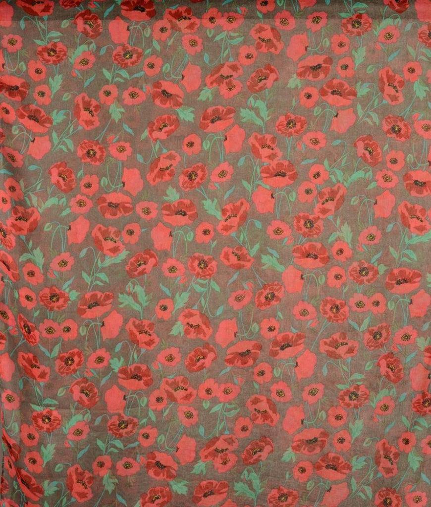 Liss Kiss Poppy Flowers On Grey Unisex Scarf & Beach Sarong - Scarf