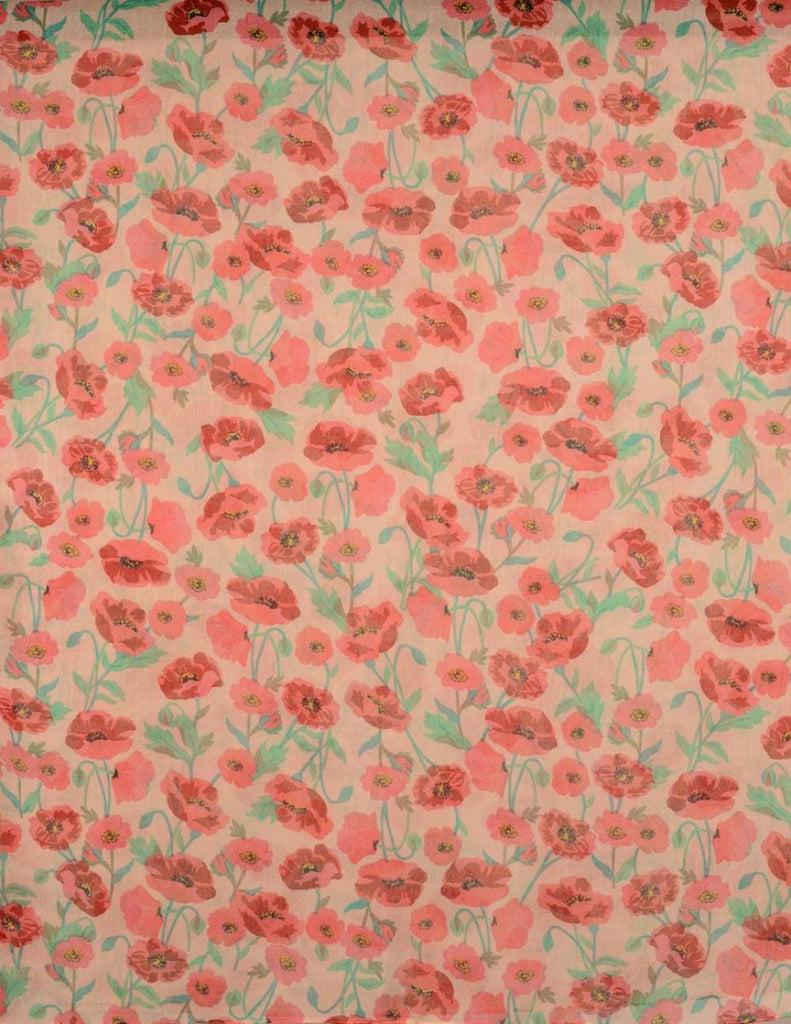 Liss Kiss Poppy Flowers On Peach Unisex Scarf & Beach Sarong - Scarf