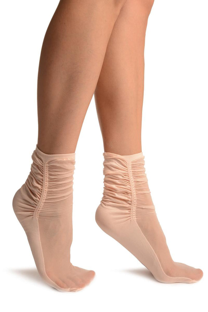 Liss Kiss Powder Pink Sheer & Opaque Sides Ankle High Socks - Socks