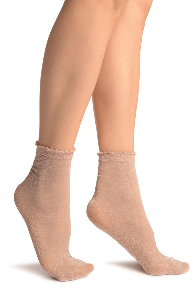 liss kiss Powder Rose With Lurex Comfort Top Ankle High Socks - Socks