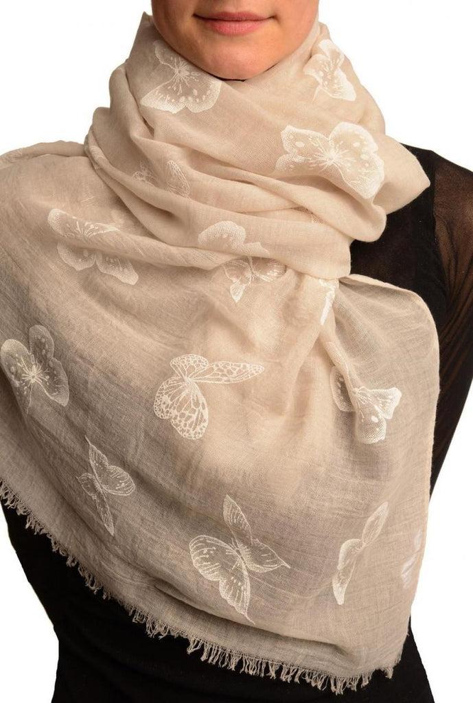 liss kiss Printed Butterflies On Beige Unisex Scarf - Scarf