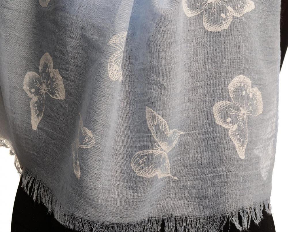 Liss Kiss Printed Butterflies On Blue Unisex Scarf - Scarf