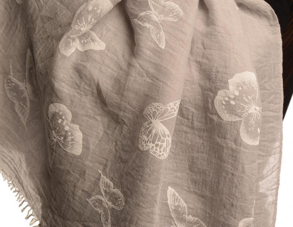 Liss Kiss Printed Butterflies On Grey Unisex Scarf - Scarf