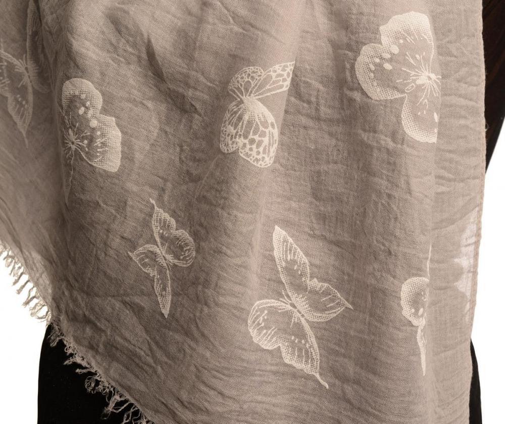 Liss Kiss Printed Butterflies On Grey Unisex Scarf - Scarf