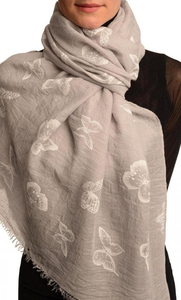 liss kiss Printed Butterflies On Grey Unisex Scarf - Scarf