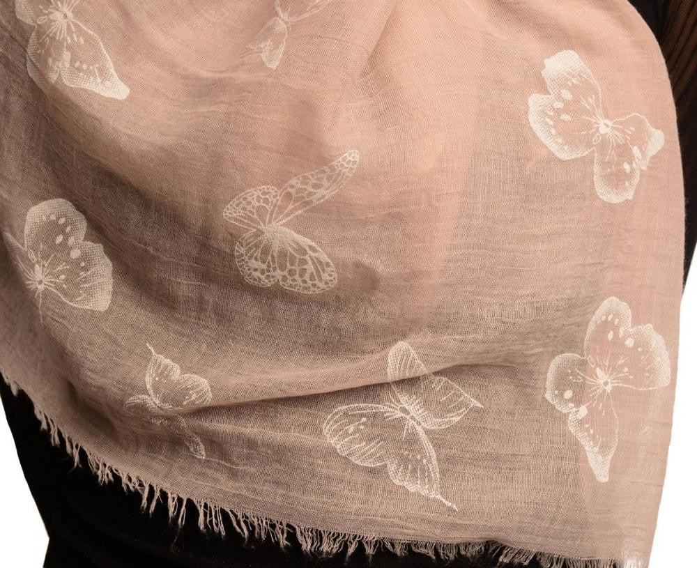 Liss Kiss Printed Butterflies On Puce Pink Unisex Scarf - Scarf