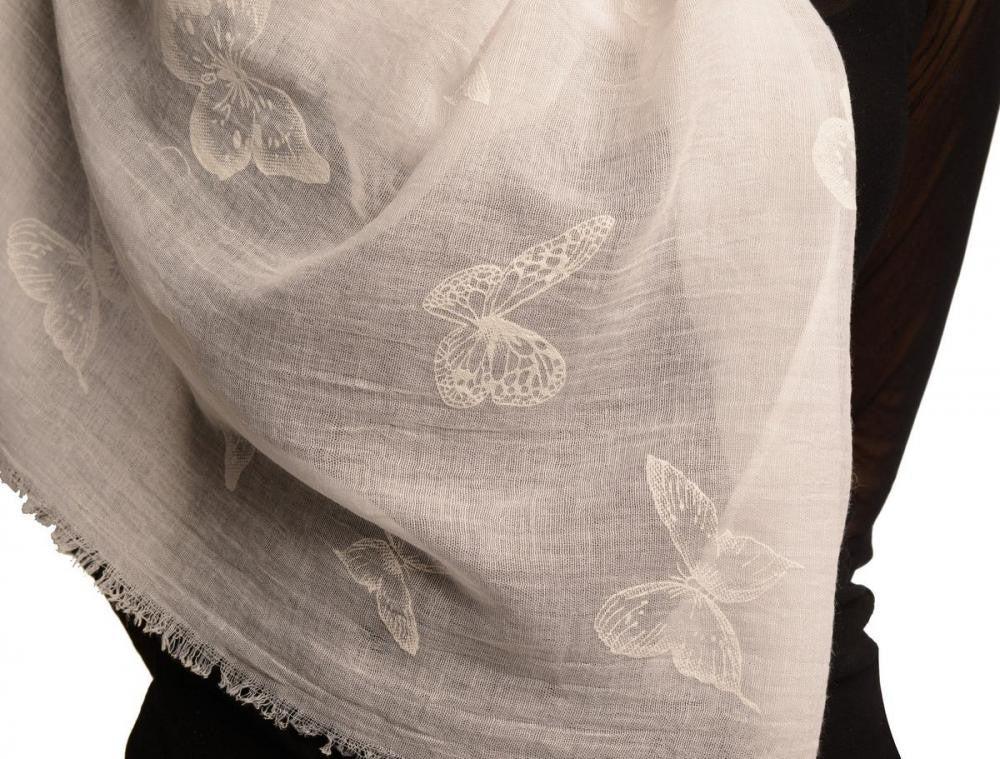Liss Kiss Printed Butterflies On White Unisex Scarf - Scarf