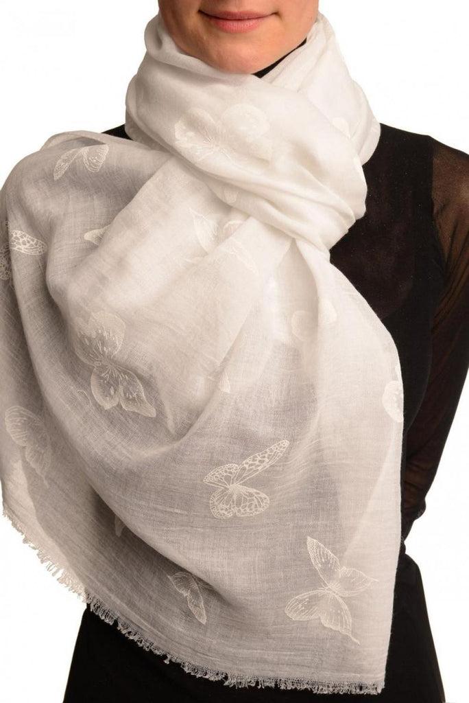 liss kiss Printed Butterflies On White Unisex Scarf - Scarf