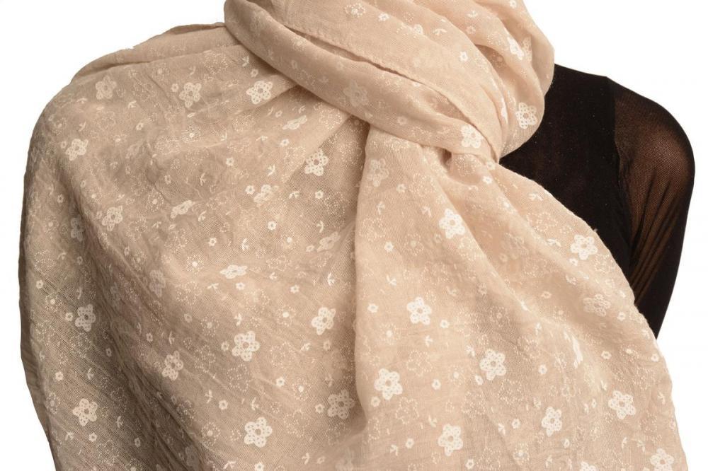 Liss Kiss Printed Daisy Flowers On Beige Unisex Scarf - Scarf