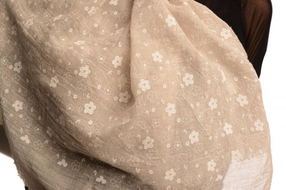 Liss Kiss Printed Daisy Flowers On Beige Unisex Scarf - Scarf