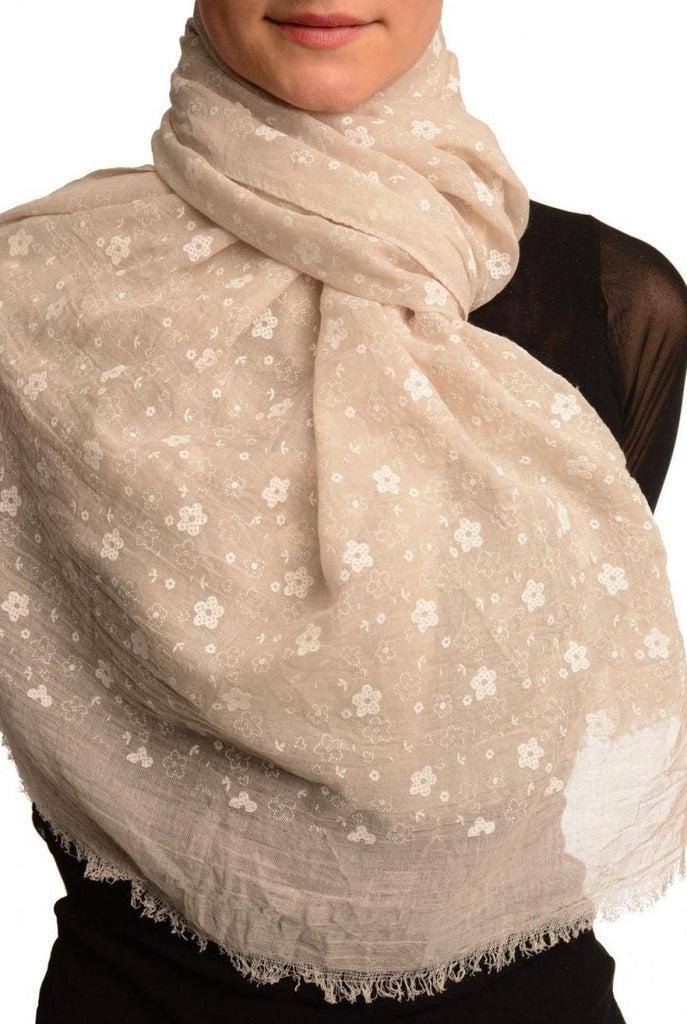 liss kiss Printed Daisy Flowers On Beige Unisex Scarf - Scarf