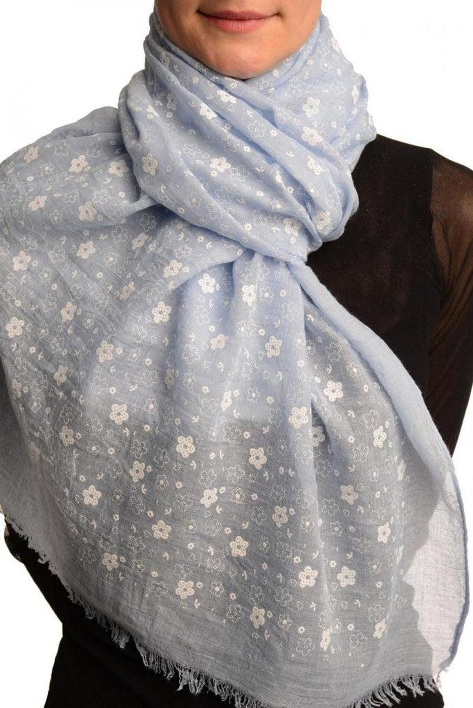 liss kiss Printed Daisy Flowers On Blue Unisex Scarf - Scarf