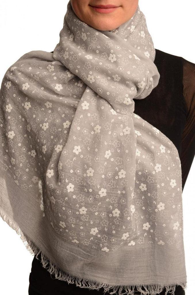 liss kiss Printed Daisy Flowers On Grey Unisex Scarf - Scarf
