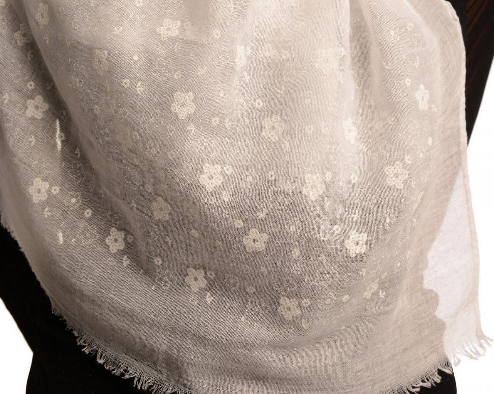 Liss Kiss Printed Daisy Flowers On White Unisex Scarf - Scarf