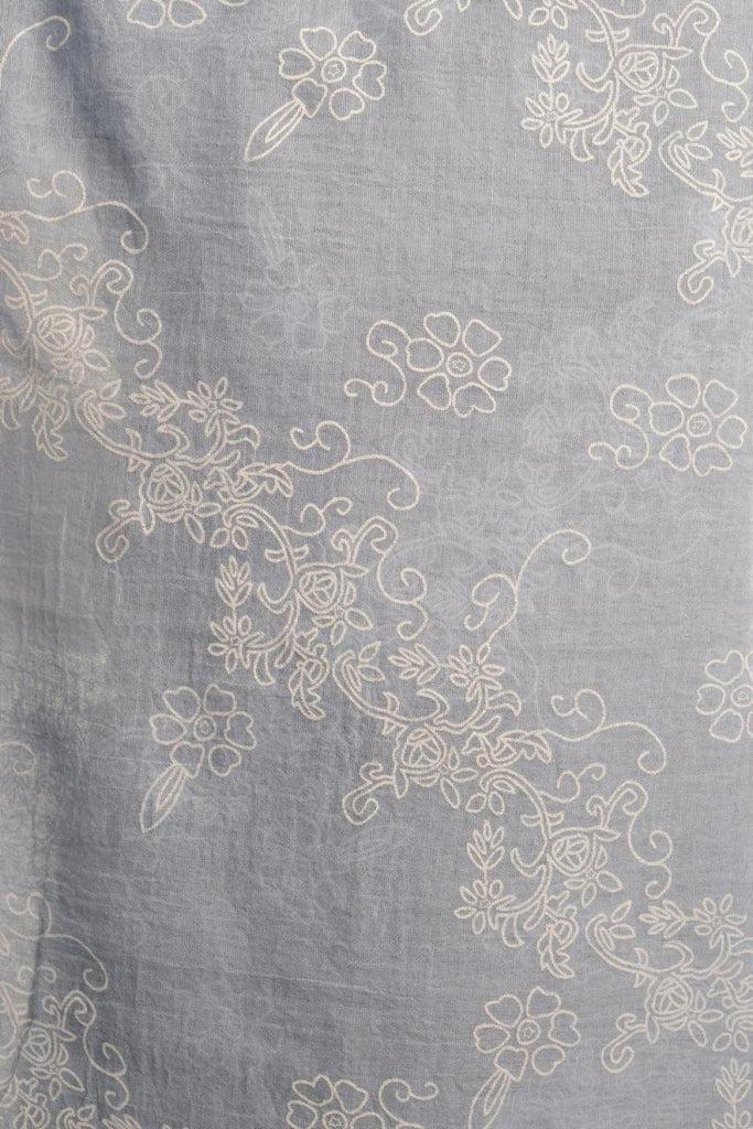 Liss Kiss Printed Flowers Diagonal On Blue Unisex Scarf - Scarf