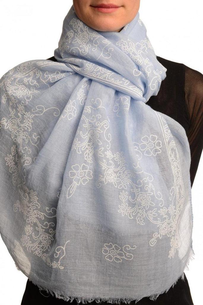 liss kiss Printed Flowers Diagonal On Blue Unisex Scarf - Scarf
