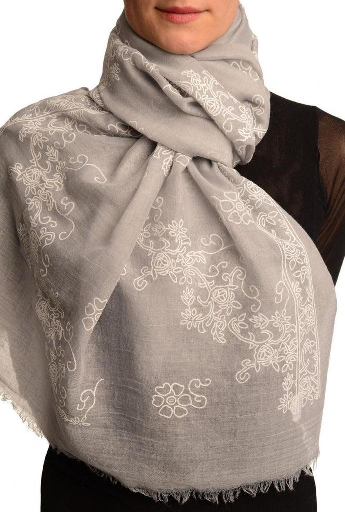 liss kiss Printed Flowers Diagonal On Grey Unisex Scarf - Scarf