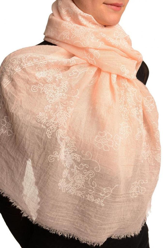 Liss Kiss Printed Flowers Diagonal On Pink Unisex Scarf - Scarf