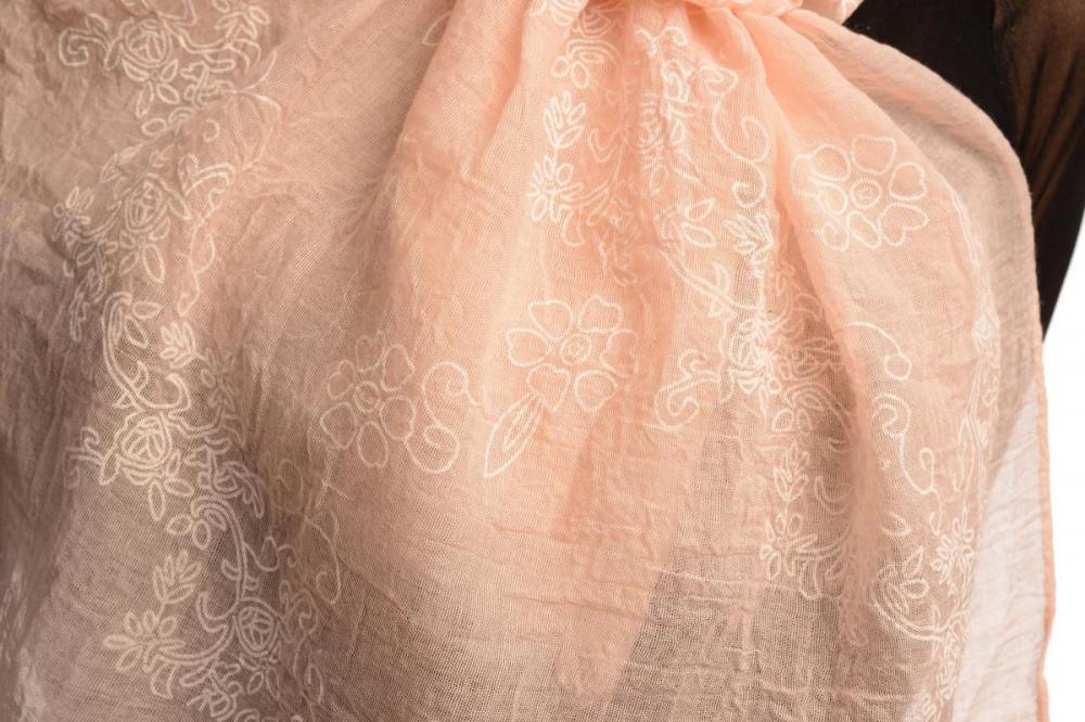 Liss Kiss Printed Flowers Diagonal On Pink Unisex Scarf - Scarf