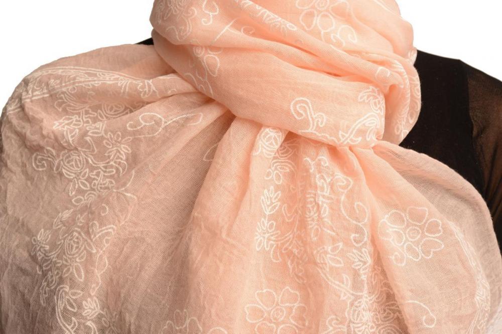 Liss Kiss Printed Flowers Diagonal On Pink Unisex Scarf - Scarf