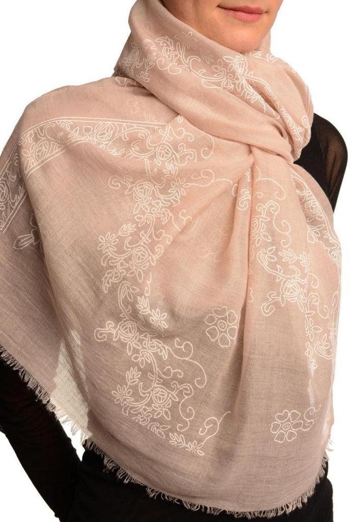 Liss Kiss Printed Flowers Diagonal On Puce Pink Unisex Scarf - Scarf