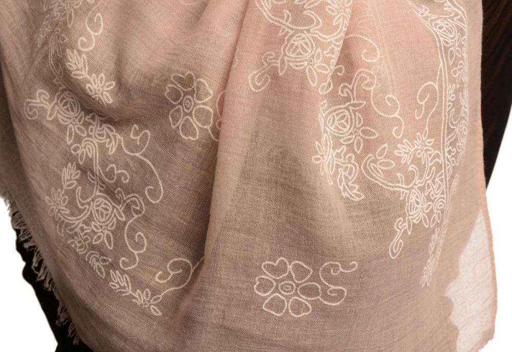 Liss Kiss Printed Flowers Diagonal On Puce Pink Unisex Scarf - Scarf