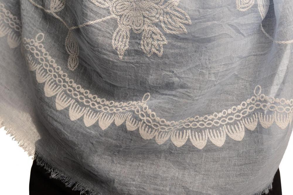 Liss Kiss Printed Flowers & Lace On Blue Unisex Scarf - Scarf