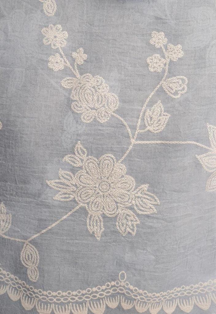 Liss Kiss Printed Flowers & Lace On Blue Unisex Scarf - Scarf