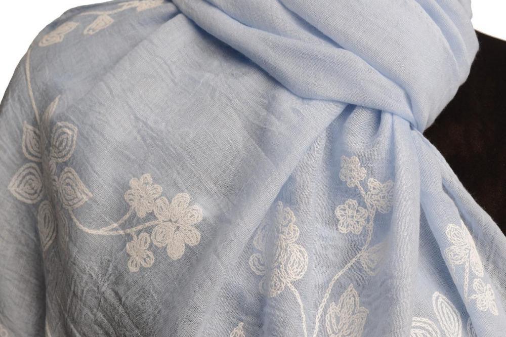 Liss Kiss Printed Flowers & Lace On Blue Unisex Scarf - Scarf