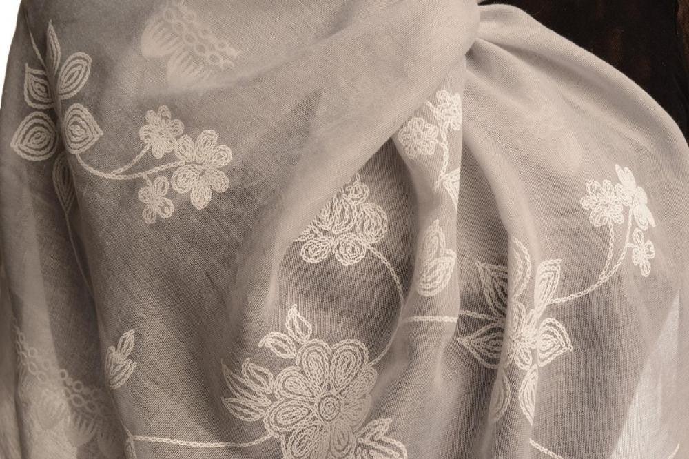 Liss Kiss Printed Flowers & Lace On Grey Unisex Scarf - Scarf