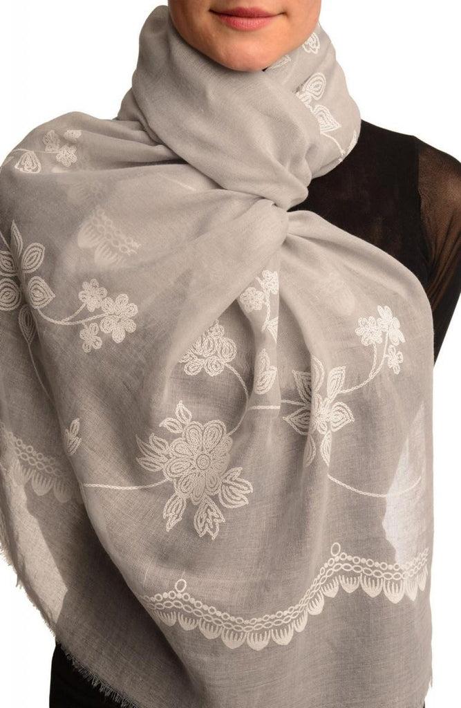 liss kiss Printed Flowers & Lace On Grey Unisex Scarf - Scarf