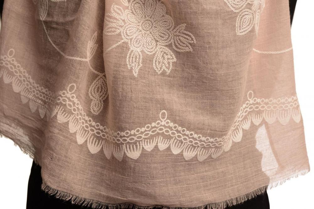 Liss Kiss Printed Flowers & Lace On Puce Pink Unisex Scarf - Scarf