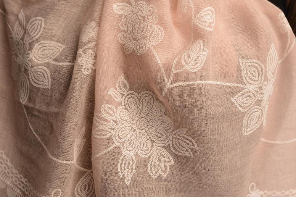 Liss Kiss Printed Flowers & Lace On Puce Pink Unisex Scarf - Scarf