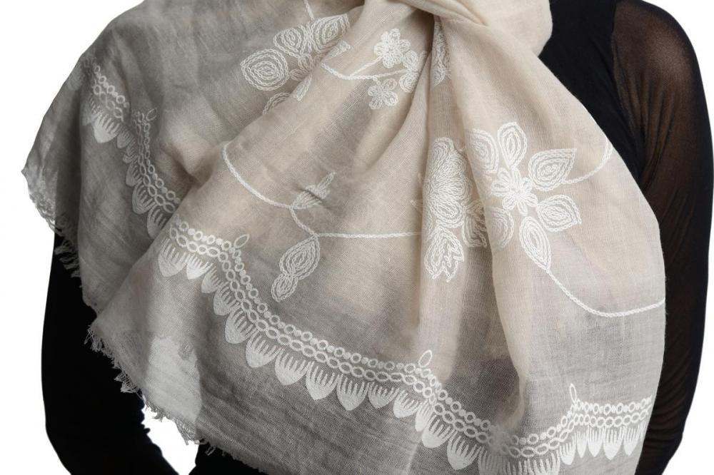 Liss Kiss Printed Flowers & Lace On Send White Unisex Scarf - Scarf