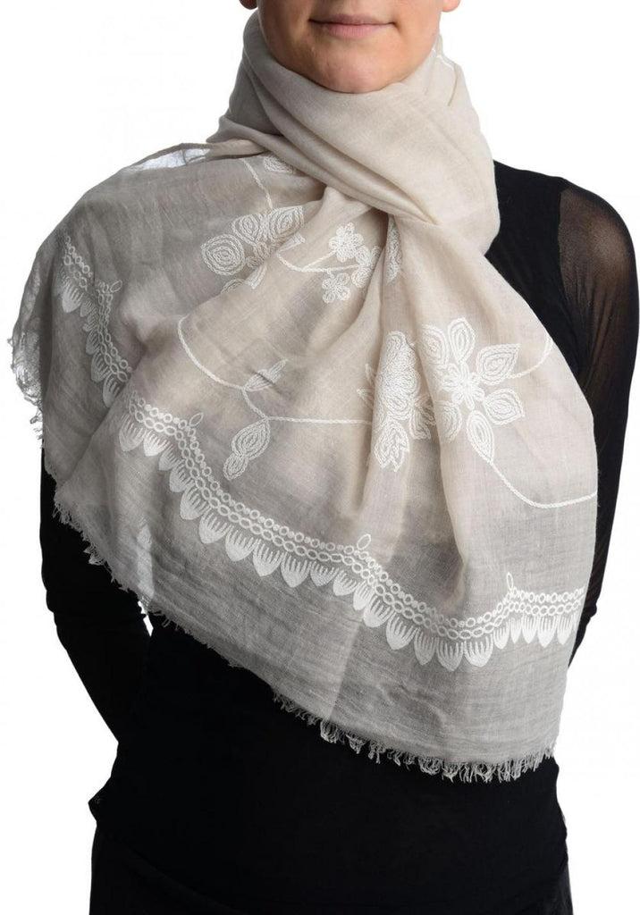 liss kiss Printed Flowers & Lace On Send White Unisex Scarf - Scarf