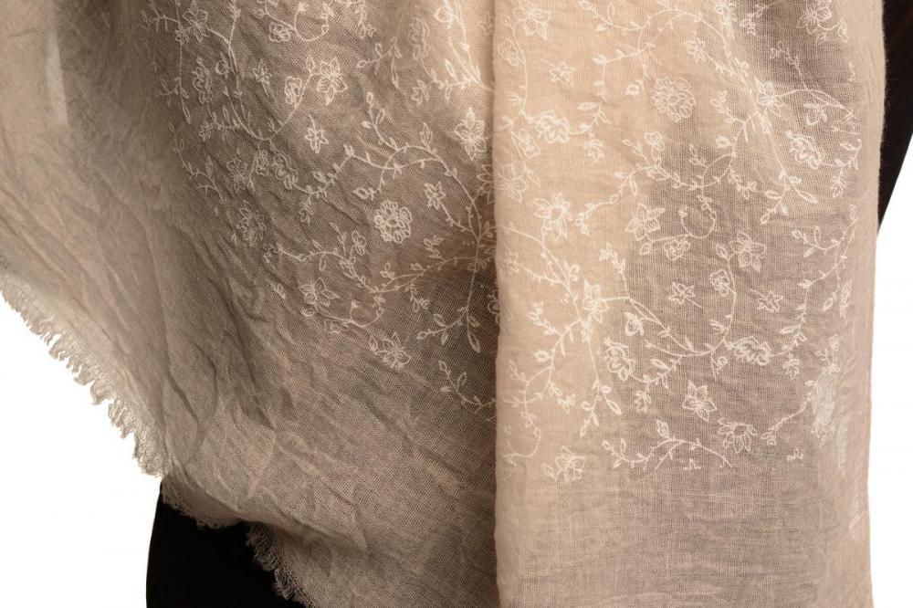 Liss Kiss Printed Thyme Flowers On Beige Unisex Scarf - Scarf